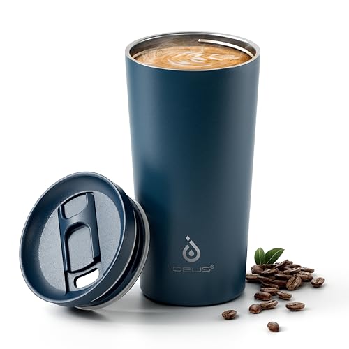 Ideus 17 oz Travel Coffee Mug, Double Wall Vacuum Stainless Steel Insulated Coffee Tumbler With Lid, Splash-Proof & Cup Holder Friendly, Keeps Drinks Hot/Cold, Dishwasher Safe, Navy - color: Midnight Blue