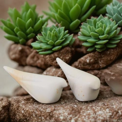 Fairy Garden Accessories, Bird Decor, Bird Figurines, Fairy Garden Decor, Soapstone, White, Set of 2