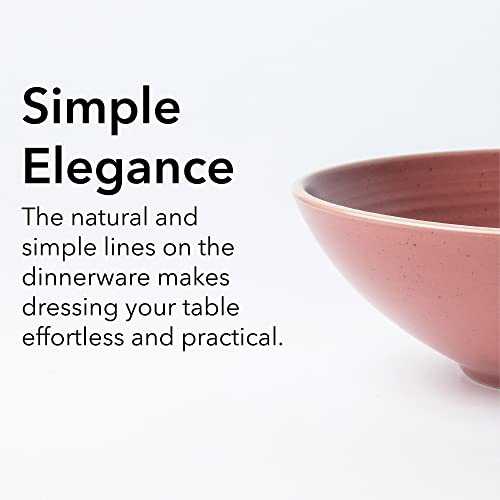 Arora RINGAR Round Stoneware 16pc Dinnerware Set of 4, Dinner Plates, Side Plates, Cereal Bowls, Mugs - Speckle Matte Red (395476) - color: Speckle Matte Red-Bowl/Mug, style: Round-Service for 4(16pcs)
