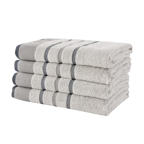Great Bay Home Decorative Bath Towel Set - Cotton 4 Pack 54x27 Bath Towel Set - Durable Towels for Bathroom Decor (Light Grey/Mid Grey/Dark Grey) - color: Light Grey / Mid Grey / Dark Grey, size: Bath Towel (Pack of 4)
