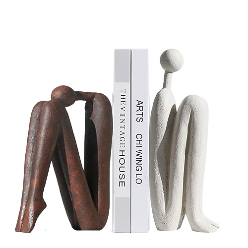 BANOMII Decorative Bookends for Heavy Books, Thinker Statue Book Holders for Shelves & Office Desk, Abstract Decor Aesthetic Book Ends Stoppers, Modern Bookshelf Decoration - style: Thinkers