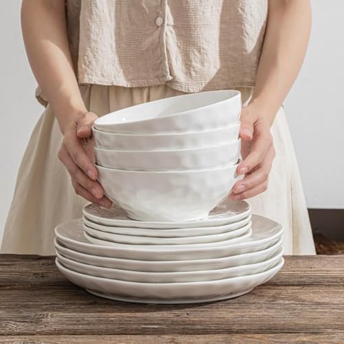 HOMBENE Soup Bowls, 7 Inch Oatmeal Bowls, Kitchen Bowl Set, Microwave and Dishwasher Safe, Scratch Resistant, Set of 2 - color: White, size: 7 IN
