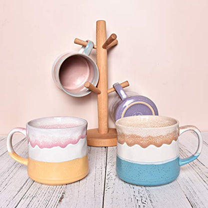 Bosmarlin Large Ceramic Coffee Mug, Big Tea Cup, 7 Colors to Choose, 21 Oz, Dishwasher and Microwave Safe, 1 PCS (Blue&White) - color: Blue&White