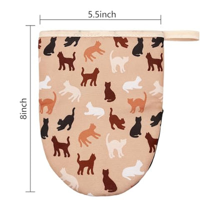 Cute Cat Mini Silicone Oven Mitts 2-Pack Set, Heat Slip Resistant Kitchen Gloves, Soft Short Oven Mittens for Safe Cooking Baking Grilling - color: Cute Cat