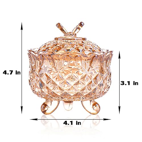 Crystal Glass Fall Candy Snack Barrel Storage Jar Embossed Luxury Cookie Buffet Canister With Lids Jewelry Box Jar Biscuit Containers(Amber) - color: Butterfly-Amber