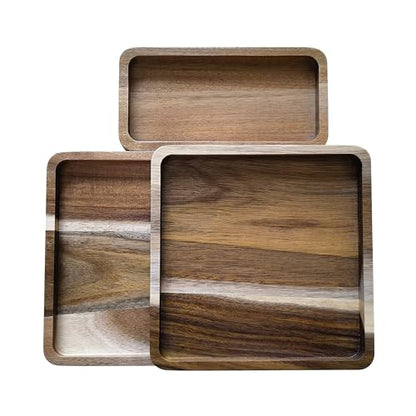 Acacia Wooden Valet Tray for Men,Natural Wood Grain EDC Tray Set Catch All for Keys Wallet Phone Glasses Watch Jewelry Pen,Tray Organizer for Entryway Nightstand Office Desk Drawer