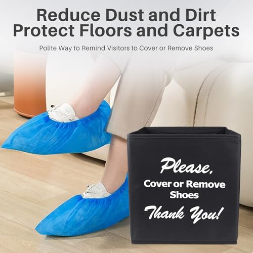 Opret Large Shoe Cover Box Black, Real Estate Agent Supplies, Disposable Shoe Cover Dispenser Box for Open House, Foldable Storage Bin - color: Black