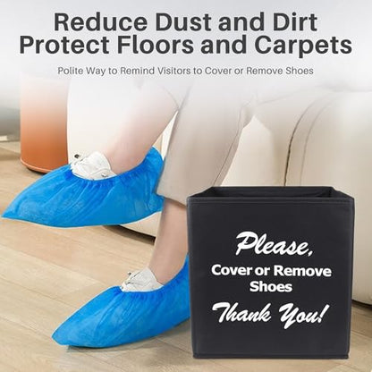 Opret Large Shoe Cover Box Black, Real Estate Agent Supplies, Disposable Shoe Cover Dispenser Box for Open House, Foldable Storage Bin - color: Black