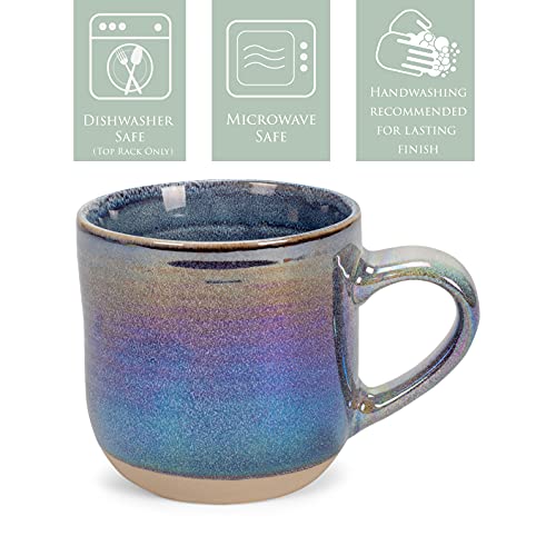 Elanze Designs Glossy Reactive Glaze Large 17 Fluid Ounce Everyday Kitchen Food Grade Ceramic Stoneware Coffee Mug Cup with Comfort Curved Handles, Set of 4, Purple Rainbow - color: Purple Rainbow