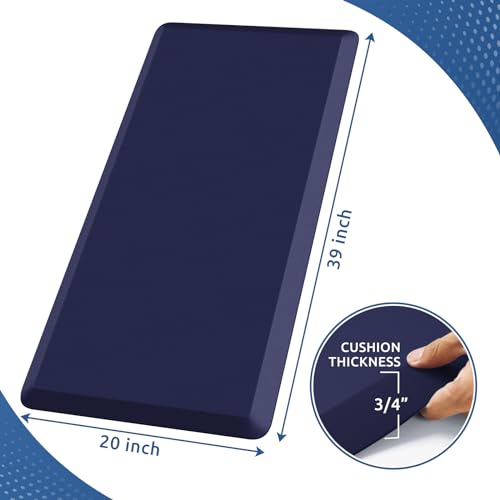 0.8" Thick Kitchen Mat Cushioned Anti Fatigue Rug Comfort Floor Mats | Water-Resistant, Non-Slip, Easy to Clean Comfort Floor Mat for Kitchen, Sink & Office, Multiple Colors & Sizes, 39" x 20" - color: Blue, size: 39"L x 20"W x 0.8"Th