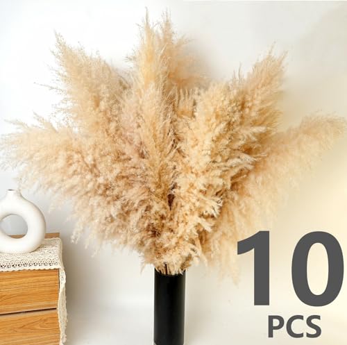 10 PCS 40" Tall Pampas Grass Stems in Natural Beige, Add a Boho Touch to Your Space—Pompas Grass Ideal for Floral Arrangements, Floor Vases, Weddings, and Creating a Bohemian Ambiance at Home. - size: 40inch-10PCS