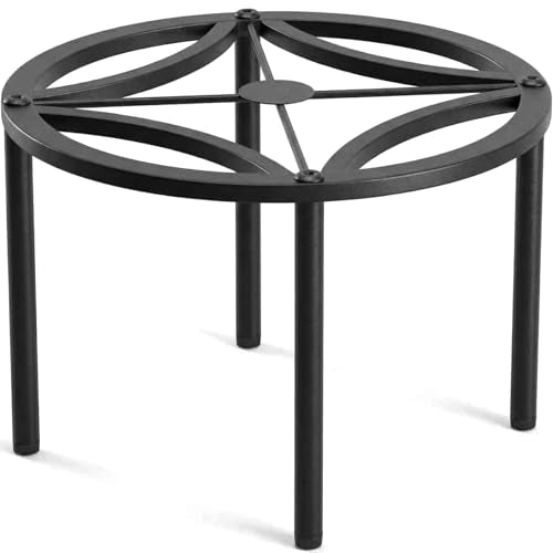 TOSKING Heavy Duty Metal Plant Stand – 120 lbs Capacity, 10.2" Modern Geometric Pattern Round Stand for Medium to Large Pots, 4 Adjustable Feet & Rustproof, Indoor/Outdoor, Black (10.2" D x 7.9" H) - color: geometric (black), size: 10.2"Dia-1PC