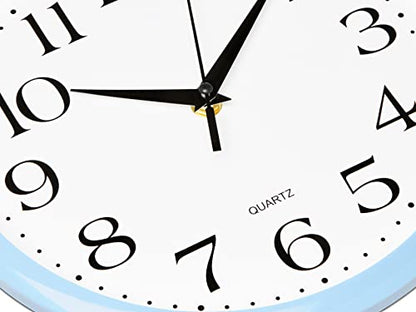 Bernhard Products Light Blue Wall Clock Silent Non Ticking - 10 Inch Quality Quartz Battery Operated Round Easy to Read Home/Kitchen/Office/Classroom/School Clock - color: Light Blue, size: 10 Inch
