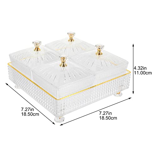 Cabilock Divided Snack Plate with Tray 7.28In Serving Bowl for Nuts Dried Fruit Candy Party Appetizer Food Storage Container