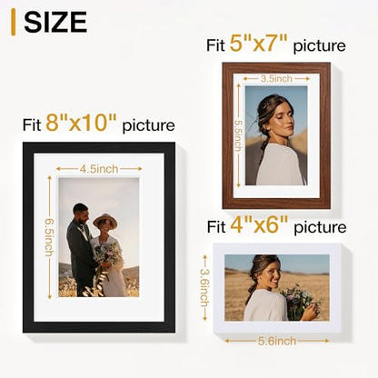 Vittanly 10 Pack Gallery Wall Frame Set, Black, Walnut Brown, White | Gallery Wall Frame Set: 2pcs 8x10, 4pcs 5x7 & 4pcs 4x6 Photos for Wall & Table, Picture Frames made of Engineered Wood - color: Black & Walnut Brown & White