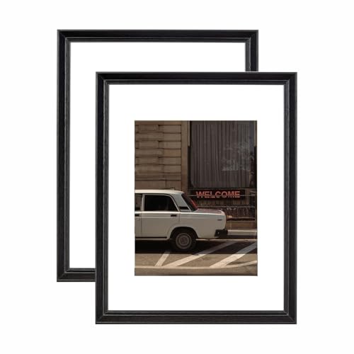 11x14 Picture Frame Black, Display 11x14 without Mat or 8x10 with Mat, Wall Gallery Photo Frames - color: Black Wood, size: 11x14 inches