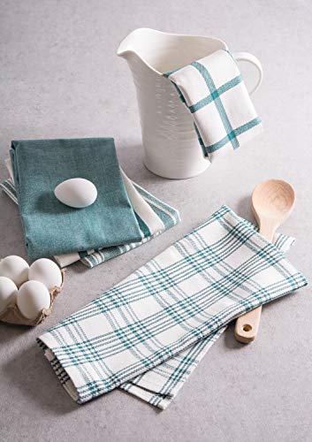 DII Assorted Woven, Kitchen Dishtowel Set, 18x28, Teal, 5 Piece - color: Teal