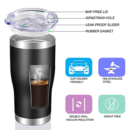 VEGOND 20oz Tumbler Stainless Steel Tumbler Cup with Lid And Straw Vacuum Insulated Double Wall Travel Coffee Mug(Black 6 Pack) - color: Black, size: 6 Count (Pack of 1)