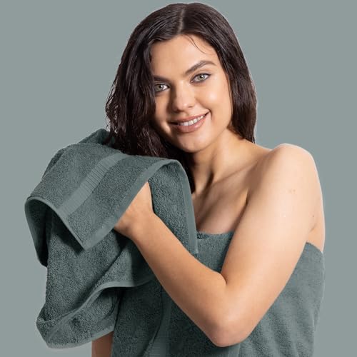 Chakir Turkish Linens | Hotel & Spa Quality 100% Cotton Premium Turkish Towels | Soft & Absorbent (6-Piece Hand Towels) - color: Dark Gray