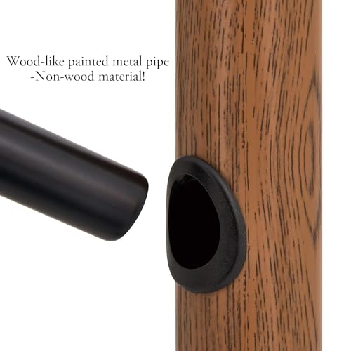 MyGift Freestanding Metal Entryway Coat Rack and Umbrella Stand with Sturdy Round Base and 6 Faux Wood Hanger Hooks - color: Black