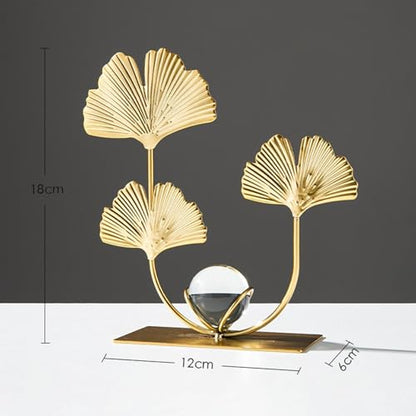 Figurine Statue Metal Flowers Leaf Statue Wall Clock Silent Wall Clock Iron Finish Decorative Ornament Suitable for Dining Room Nurseries Kids
