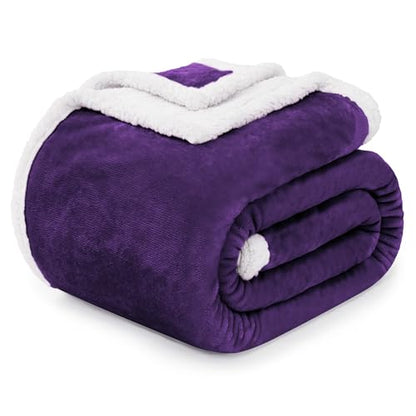 BEAUTEX Sherpa Fleece Twin Blankets Soft Fluffy Flannel Plush Cozy | Fuzzy Purple Cuddle Blanket for Couch, Bed, Sofa, Adults (60" x 80", Purple) - color: Purple, size: Twin-60"x80"