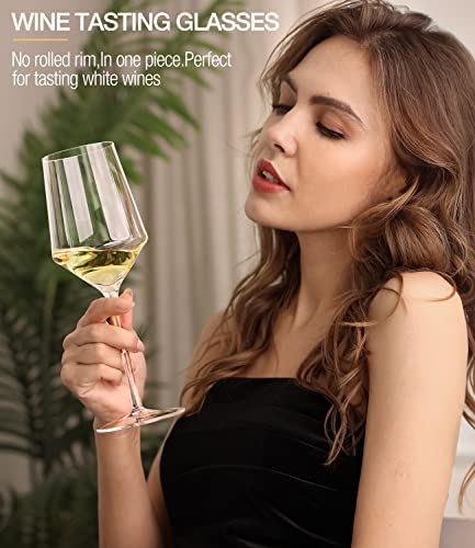 OJA Wine Glasses Set, Crystal White Hand Blown Wine Glass, Set of 4,15 oz | Thin Rim, Long Stem, Modern, Perfect for Red or White, Daily Use, Unique Wedding Anniversary or Birthday Gift - style: Set of 4 15oz