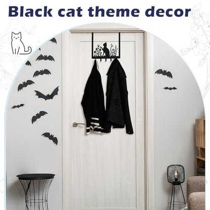 Reallnaive Black Cat Over The Door Hooks Gothic Bathroom Decor Hanger Wall Mount Rack Holder for Towel, Hat, Coat, Cloth, Keychain, Bag, Christmas Gift for Cat Lovers - style: Black Cat