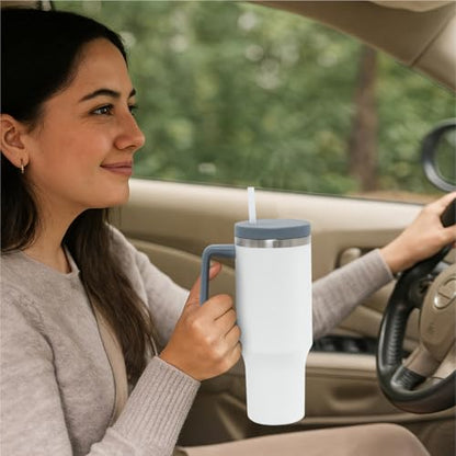 Glad Pioneer Stainless Steel Tumbler with Lid and Straw - Double Walled Insulated Cup with Handle - Leak Resistant & Cup Holder Compatible, Drinks Stay Cold All Day, 40oz, Grey - color: Gray, size: 40 Ounces