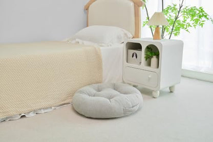 Floor Pillow Cushion with Handle for Adults Women Men | Large Meditation & Sitting Cushion Pillow for Tatami, Living Room, Yoga (1, Light Gray, Round, 22" x 22" x 6") - color: Light Gray, Round