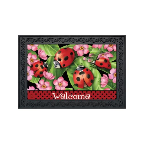 Briarwood Lane Doormat 30x18 Indoor Outdoor Ladybugs on Leaves Spring for Spring Doormat - color: Ladybugs on Leaves