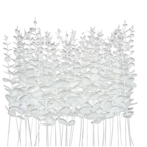 White Eucalyptus Stems Faux Eucalyptus Leaves for vase White Flowers for Wedding Bouquet Centerpiece Flower Floral Arrangement Home Decoration (36, White) - color: White