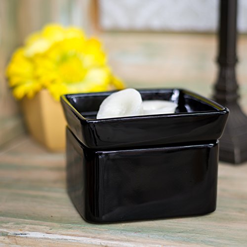 Elanze Designs Black Candle Warmer Black Stoneware Electric 2-in-1 Jar Candle and Wax Tart Oil Warmer - color: Black