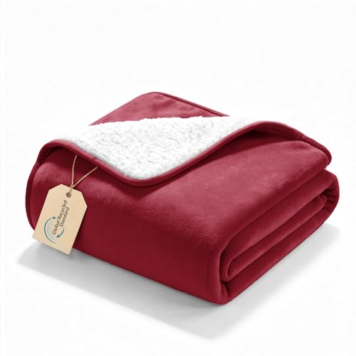 gogobunny Waterproof Bed Blanket, Reversible Sherpa Fleece Throw Blanket for Dog Puppy Cat, Furniture Cover Protects Bed Couch Sofa from Liquid Pee and Pet Fur (Romantic Red, 25x35 inches) - color: Romantic Red, size: 25x35 inches