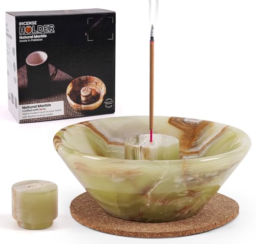 Radicaln Marble Incense Holder 5.5" Inches Green Handmade Incense Stick Holder for Palo Santo Holder, Ideal Marbles Ashtray & Incense Holder Marble for Bedroom - color: Green Onyx