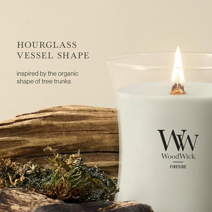 WoodWick Fireside Holiday Candle Gifts for Women and Men, 9.7 oz Medium Hourglass Candle with Crackling Wick - color: Fireside, size: 9.7oz