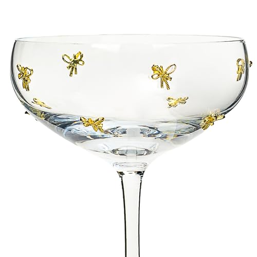 10 Strawberry Street Gold Bow Glassware, Coupe, Set of 4 - size: Coupe