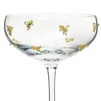 10 Strawberry Street Gold Bow Glassware, Coupe, Set of 4 - size: Coupe