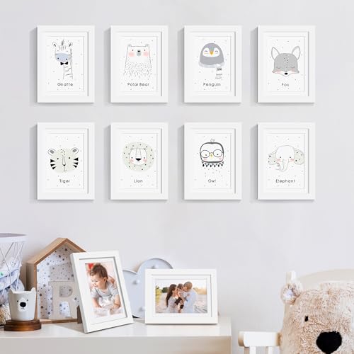 upsimples 5x7 Picture Frame Set of 10, Display Pictures 4x6 with Mat or 5x7 Without, Multi Photo Frames Collage for Wall or Tabletop Display, White | Fit 4x6 and 5 x 7 Photos, Wall or Tabletop Display, For Gallery Hallway Living Room, For Christmas Mother