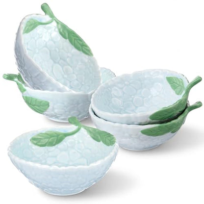 LemonRoad 4 Pcs Hydrangea Bowls Set Ceramic Floral Ramekins Dinnerware Spring Summer Tableware Appetizer Bowls Decorative Dinner Birthday Party Tableware for Baby Shower Party Supplies