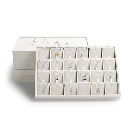 Oirlv Stockable 24 Grids Insert Jewelry Tray Pendant Earrings Storage Trays Showcase Display Organizer - size: 24 Insert Liner