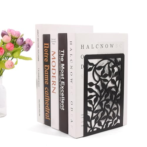 Tree Design Modern Bookends for Shelves, Metal Bookend Decorative Bookends Tree Bookends Supports, Unique Black Book Stoppers Black Non-Skid Book Stopper for Home Office School