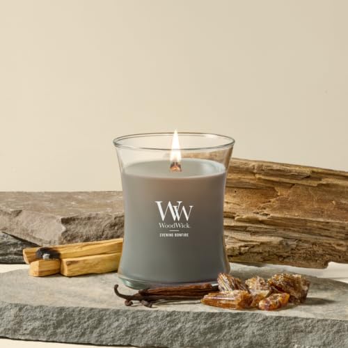 WoodWick Evening Bonfire Holiday Candle Gifts for Women and Men, 9.7 oz Medium Hourglass Candle with Crackling Wick - color: Evening Bonfire, size: 9.7oz