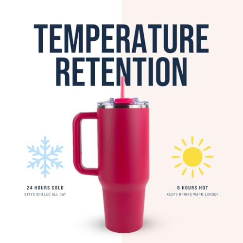 Big Swig 40oz Tumbler with Handle and Straw - Hot Pink, 40 oz Tumbler, Insulated Cup with Handle, 40oz Water Bottle with Straw, Thermal Cups, Leak Proof Lid, Travel Mugs, Stainless Steel - color: Hot Pink