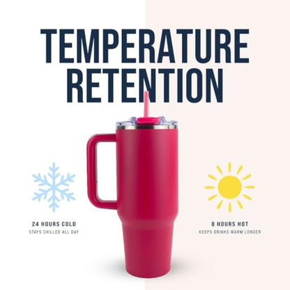 Big Swig 40oz Tumbler with Handle and Straw - Hot Pink, 40 oz Tumbler, Insulated Cup with Handle, 40oz Water Bottle with Straw, Thermal Cups, Leak Proof Lid, Travel Mugs, Stainless Steel - color: Hot Pink