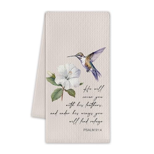 Bird Hibiscus Kitchen Towels, Spring Christian Dish Towels for Kitchen, 13.8 X 23.6 Inch Decorative Hand Tea Towel for Home Bathroom, Scripture Themed Decorations & Gifts, 22 - color: Bird Hibiscus Christian
