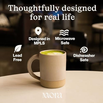 MORA Medium Mugs Set of 4, 16oz Ceramic Pottery Latte Mugs/Coffee Cups - Microwave and Dishwasher Safe - Liquorice - color: Liquorice