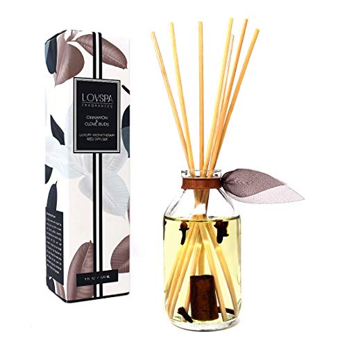 Reed Diffuser Set - Cinnamon & Clove Buds Scented Diffuser with Sticks | Autumn Fall Home Fragrance Reed Diffuser for Bedroom, Bathroom Shelf Décor, Real Spices in the Bottle - Made in the USA - color: Cinnamon & Clove Buds