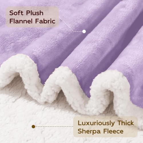 BEAUTEX Sherpa Fleece Twin Blankets Soft Fluffy Flannel Plush Cozy | Fuzzy Beige Cuddle Blanket for Couch, Bed, Sofa, Adults (60" x 80", Beige) - color: Lavender, size: Twin-60"x80"