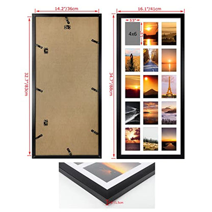 MEBRUDY 4x6 Collage Picture Frames with 15 Openings, 2 Pack Black Multi Photo Frames Display 4 x 6 Pictures with Mat for Wall Mounting - style: Regularly Style-2 Pack